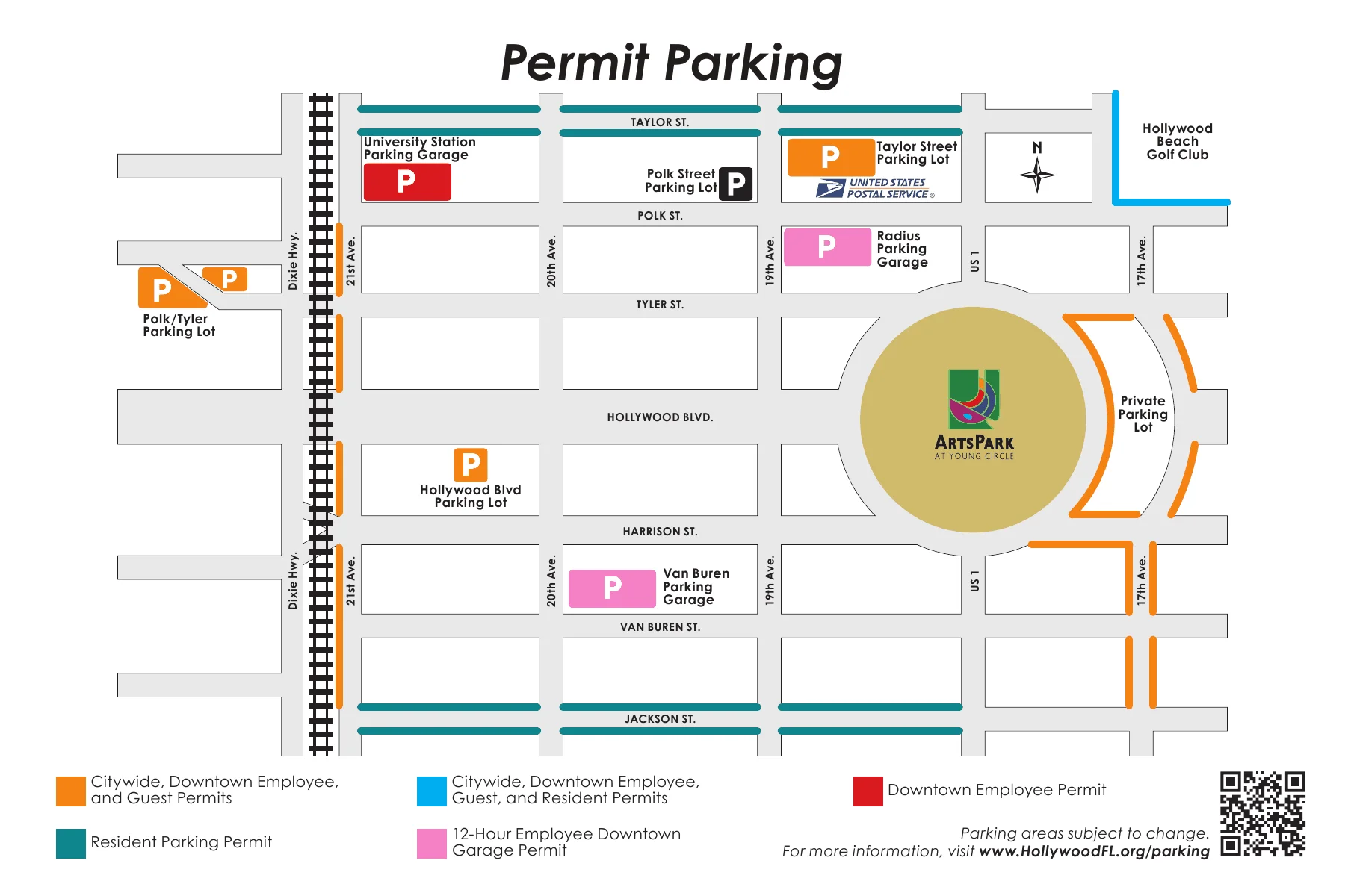 City of Hollywood downtown permit parking map